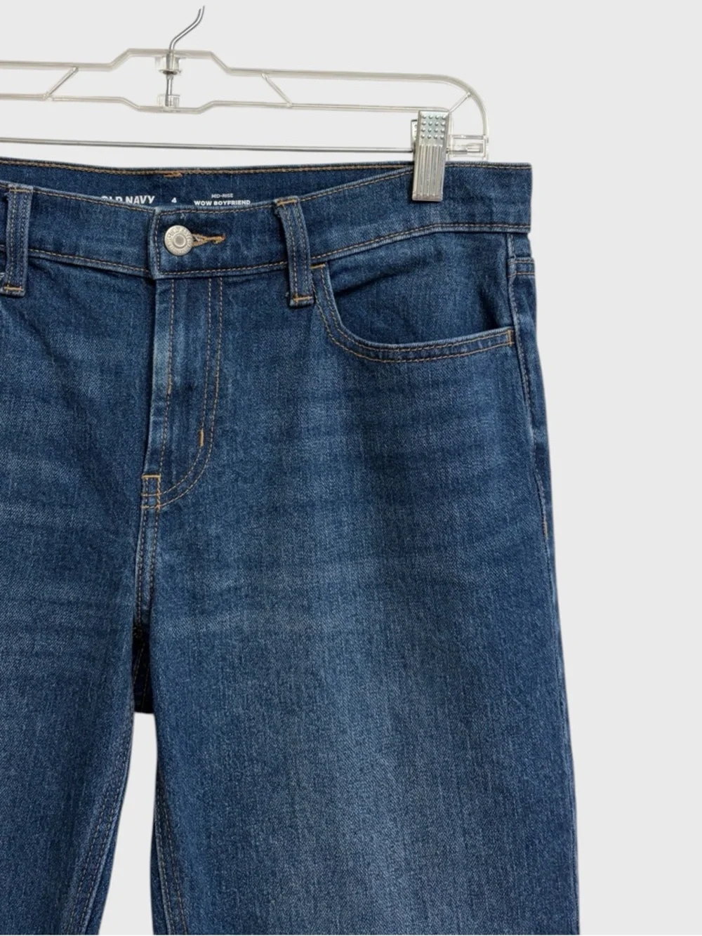 Old Navy Wow Boyfriend Straight Jeans Size 4 Mid-Rise Slouchy Dark Wash Everyday